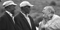 Alfred Willie, author Sandi Sijake and Denis Goldberg at Mamre in the Western Cape  in 2009. Photo: Thomas Krehwinkel