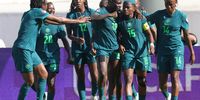 Rasheedat Ajibade of Nigeria celebrates scoring a penalty with teammates during the 2024 Womens Africa Cup of Nations final, semifinal match between Nigeria and South Africa at Larbi Zaouli Stadium in Casablanca on the 22 July 2025. (Photo: Samuel Shivambu/BackpagePix)
