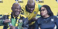 From left: President Cyril Ramaphosa, ANC elections head Mdumiseni Ntuli and ANC first deputy secretary-general Nomvula Mokonyane. (Photo: Gallo Images / Darren Stewart)