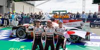 Totota winners of Le Mans 2018: Sebastian Buemi, Fernando Alonso and Kazuki Nakajima (Photo by ACO)