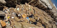 An assortment of plastic debris littering the rocks near Mtentu. (Photo: Supplied)