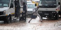 Heavy rainfall flooded roads in Johannesburg.