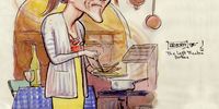 Cartoonist Leyden’s sketch of Diane Wilson as Shirley Valentine in the eponymous play when it played in Durban. (Image supplied)