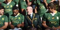 Jacques Nienaber and Siya Kolisi share a light moment before facing England at Twickenham last November. (Photo: Alex Broadway/Gallo Images)