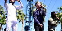 INDIO, CA - APRIL 17:  (L-R) Musicians 'G' Hastings, Kayus Bankole and Alloysious Massaquoi of Young Fathers perform onstage during day 3 of the 2016 Coachella Valley Music And Arts Festival Weekend 1 at the Empire Polo Club on April 17, 2016 in Indio, California.  (Photo by Frazer Harrison/Getty Images for Coachella)