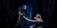 Darling Fransman as the Witch and Gaby Sampson as Rapunzel.