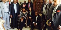 Then public protector Thuli Madonsela poses with Chief Mogale and some Bapo-Ba-Mogale Traditional Council members as well as the team from her office prior to a meeting. (Photo: Twitter / @PublicProtector)