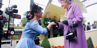 Queen Elizabeth is congratulated by Princess Haya at Ascot Racecourse in June 2013 (Photo: Charlie Crowhurst / Getty Images)
