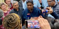 Asad Gaffar and fellow Westville Ratepayers<br>Association members address the media. (Photo: Greg Arde)