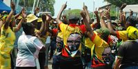 ANC KZN Youth League delegates outside the party’s headquarters in Durban on 10 December 2022. (Photo: Phumlani Thabethe)