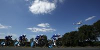 Team Quick Step Floors during the 35.5km team Time trial in the 3rd stage of the 105th edition of the Tour de France cycling race in Cholet, France, 09 July 2018.  EPA-EFE/YOAN VALAT