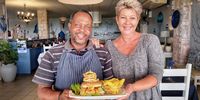 Chef Jackson Msomi, a calamari burger and Dalene Joubert. (Photo: Wanda Hennig)
