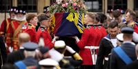 The coffin of Queen Elizabeth II with the Imperial State Crown resting on top is carried by the Bearer Party into Westminster Abbey during the State Funeral of Queen Elizabeth II on September 19, 2022 in London, England. Elizabeth Alexandra Mary Windsor was born in Bruton Street, Mayfair, London on 21 April 1926. She married Prince Philip in 1947 and ascended the throne of the United Kingdom and Commonwealth on 6 February 1952 after the death of her Father, King George VI. Queen Elizabeth II died at Balmoral Castle in Scotland on September 8, 2022, and is succeeded by her eldest son, King Charles III.  (Photo: Christopher Furlong / Getty Images)