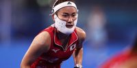 TOKYO, JAPAN - JULY 29: Hazuki Nagai of Team Japan looks on during the Women's Preliminary Pool B match between Japan and Argentina on day six of the Tokyo 2020 Olympic Games at Oi Hockey Stadium on July 29, 2021 in Tokyo, Japan. (Photo by Francois Nel/Getty Images)
