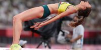 TOKYO, JAPAN - AUGUST 07: Nicola McDermott of Team Australia reacts as she wins the silver medal in the Women's High Jump Final on day fifteen of the Tokyo 2020 Olympic Games at Olympic Stadium on August 07, 2021 in Tokyo, Japan. (Photo by David Ramos/Getty Images)