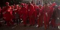 EFF caucus gather before the swearing-in of MPs at the first sitting of the new term of Parliament in Cape Town on 22 May 2019. Photo: Aisha Abdool Karim