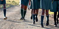 Learners from Ntabenkonyana Senior Secondary School in the Eastern Cape on their daily 20km walk to and from school. (Photo: Deon Ferreira)