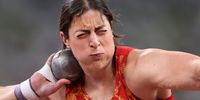 TOKYO, JAPAN - JULY 30: Maria Belen Toimil of Team Spain competes in the Women's Shot Put Qualification on day seven of the Tokyo 2020 Olympic Games at Olympic Stadium on July 30, 2021 in Tokyo, Japan. (Photo by Patrick Smith/Getty Images)