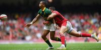 Manie Libbok of South Africa is tackled by Elliot Dee of Wales during the Summer International match between Wales and South Africa at Principality Stadium on 19 August 2023 in Cardiff, Wales. (Photo: Alex Davidson / Getty Images)