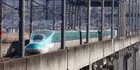 epa09830092 The Tohoku shinkansen bullet train remains on the track after it derailed due to a strong earthquake in Shiroishi, Miyagi prefecture, northeastern Japan, 17 March 2022. A 6.4 magnitude earthquake, shortly followed by a magnitude 7.3 earthquake hit northeastern Japan late 16 March provoking electricity shortage and a shinkansen bullet train derailment. The Japan Meteorological Agency?s tsunami alert in the Pacific coast of the area was lifted early on 17 March.  EPA-EFE/JIJI PRESS JAPAN OUT EDITORIAL USE ONLY/  NO ARCHIVES  NO ARCHIVES  NO ARCHIVES