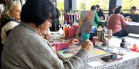 People enjoy the sip and paint event at Live, Love, Laugh in Pennington.  (Photo: Naledi Sikhakhane)
