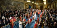 Queen Elizabeth II and Prince Charles, Prince of Wales proceed through the Royal Gallery before the Queen's speech during the State Opening of Parliament at the Palace of Westminster on October 14, 2019 in London, England. The Queen's speech is expected to announce plans to end the free movement of EU citizens to the UK after Brexit, new laws on crime, health and the environment. (Photo by Leon Neal - WPA Pool/Getty Images)