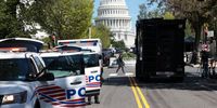 WASHINGTON, DC - AUGUST 19: US Capitol Police respond to a report of an explosive device in a pickup truck near the Library of Congress on Capitol Hill, August 19, 2021 in Washington, DC. The area around the building has been evacuated (Photo by Win McNamee/Getty Images)