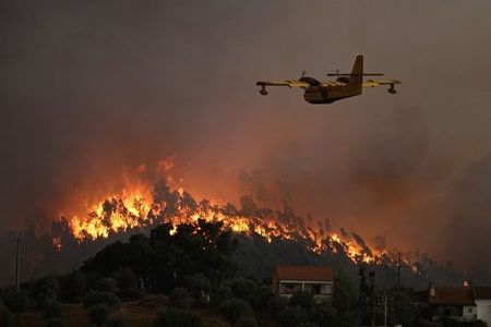 Large bushfire burns near homes on Sydney outskirts