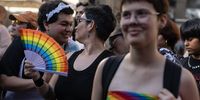 People participate in a demonstration, during the commemoration of 50 years since the first mobilization for LGBTIQ+ rights in April 1973, in the Plaza de Armas in Santiago, Chile, 22 April 2023.  EPA-EFE/AILEN DIAZ