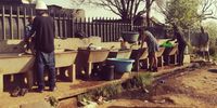 Communal water taps at a nearby shelter where residents sometimes get water. (Photo: Bheki Simelane)