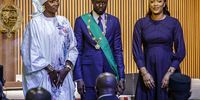 Bassirou Diomaye Faye, Senegal’s president, with his two wives during his inauguration ceremony in Diamniadio, Senegal. 2 April 2024. (Photo: Annika Hammerschlag/Bloomberg via Getty Images)