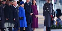 epa10320353 (L-R) South African President Cyril Ramaphosa, Britain's King Charles III, Camila Queen Consort, Prince William and Catherine Princess of Wales during a welcoming ceremony at Horse Guards Parade in London, Britain, 22 November 2022. South African President Ramaphosa is on a two day state visit to Britain.  EPA-EFE/ANDY RAIN