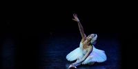 YORK, ENGLAND - JUNE 14: A dancer from Kyiv City Ballet performs at York Theatre Royal during a fundraising gala performance on June 14, 2022 in York, England. Twenty-three members of the prestigious Kyiv City Ballet company travelled to York from France for their first performance in the UK. The company was on tour, performing in Paris, when Russia invaded  Ukraine in February and has been unable to return to their home city of Kyiv. They have since taken up residence at the Théâtre du Châtelet.  Tonight's performance is directed by Ivan Kozlov and Ekaterina Kozlova and is split into two parts. Firstly, an on-stage ballet class from the company followed by excerpts from ballets such as Swan Lake and The Nutcracker. 100% of ticket sales will be donated to UNICEF's Ukraine Appeal, the charity nominated by the ballet company. (Photo by Ian Forsyth/Getty Images)
