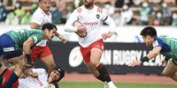 Willie Le Roux of TOYOTA VERBLITZ run with the ball during the NTT Japan Rugby League One match between NEC Green Rockets Tokatsu and Toyota Verblitz at Kashiwa-no-Ha Stadium on March 27, 2022 in Kashiwa, Chiba,  Japan. (Photo by Kenta Harada/Getty Images)