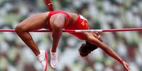 TOKYO, JAPAN - AUGUST 04:  Maria Vicente of Spain competes in the high jump of the Women's heptathlon during the Athletics event on Day 12 of the Tokyo 2020 Olympic Games at the Olympic Stadium on August 04, 2021 Tokyo, Japan. (Photo by Roger Sedres/Gallo Images/Getty Images)