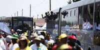 ANC supporters arrive at the Dr Molemela Stadium in Mangaung, Free State for the annual January 8th statement address by President Cyril Ramaphosa. (Photo: Felix Dlangamandla / Daily Maverick)