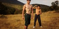 A portrait of two children after the revival of oil wrestling matches on Hill ‘Chilia’ at the border between Greece and Bulgaria. Oil wrestling is a tradition that dates back thousands of years.(Photo: Panagiotis Rontos, Greece, Winner, Regional Awards, Sony World Photography Awards 2025)