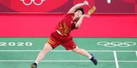 CHOFU, JAPAN - JULY 24: Yamaguchi Akane of Team Japan competes against Mahoor Shahzad of Team Pakistan during a Women’s Singles Group L match on day one of the Tokyo 2020 Olympic Games at Musashino Forest Sport Plaza on July 24, 2021 in Chofu, Tokyo, Japan. (Photo by Lintao Zhang/Getty Images)