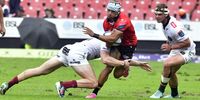 Edwill Van Der Merwe of the Lions with the ball during the URC Championship match between Lions and Sharks at Emirates Airline Park on 2 March 2024 in Johannesburg. (Photo: Sydney Seshibedi/Gallo Images)