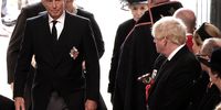 Former UK prime ministers Tony Blair and Boris Johnson arrive at the State Funeral of Queen Elizabeth II, held at Westminster Abbey, on September 19, 2022 in London, England.  Elizabeth Alexandra Mary Windsor was born in Bruton Street, Mayfair, London on 21 April 1926. She married Prince Philip in 1947 and ascended the throne of the United Kingdom and Commonwealth on 6 February 1952 after the death of her Father, King George VI. Queen Elizabeth II died at Balmoral Castle in Scotland on September 8, 2022, and is succeeded by her eldest son, King Charles III. (Photo: Jack Hill - WPA Pool / Getty Images)