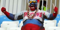  A supporter of Russia cheers prior to the FIFA World Cup 2018 group A preliminary round soccer match between Saudi Arabia and Egypt in Volgograd, Russia, 25 June 2018.  EPA-EFE/SERGEI ILNITSK