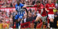 Danny Welbeck of Brighton & Hove Albion is challenged by Victor Lindelof of Manchester United at Old Trafford on 16 September, 2023 in Manchester, England. (Photo: Michael Regan/Getty Images)