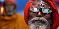 An Indian devotee has his eyes checked during check ups at Babughat transit camp as he heads towards Gangasagar Island ahead of Ganga Sagar annual fair in Kolkata, Eastern India 10 January 2024. Ganga Sagar Fair is an annual gathering of Hindu pilgrims during Makar Sankranti at Sagar Island to take a dip in sacred waters of Ganga River before it merges in the Bay of Bengal.  EPA-EFE/PIYAL ADHIKARY