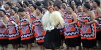 Queen Zola Mafu of Swaziland and her maidens during her wedding to Zulu King Goodwill Zwelithini at Ondini Sports Complex on July 26, 2014 in Ulundi, South Africa. Mafu was selected as the king's bride at the age of 18 while participating in the 2003 Swazi reed dance, she is Zwelithinis sixth wife. (Photo by Gallo Images / City Press / Khaya Ngwenya)