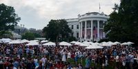Crowds gather at a US Independence Day celebration on the South Lawn of the White House in Washington, DC, USA, 04 July 2024. The Fourth of July is the annual US celebration of the adoption of the Declaration of Independence from Britain.  EPA-EFE/WILL OLIVER