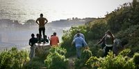 SAMTRA Cadets morning fitness routine above Simonstown docks. Photographer: Hugo Scott Attfield