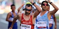 SAPPORO, JAPAN - AUGUST 06:  Jesus Angel Garcia of Team Spain cools off as he competes in the Men's 50km Race Walk Final on day fourteen of the Tokyo 2020 Olympic Games at Sapporo Odori Park on August 06, 2021 in Sapporo, Japan. (Photo by Clive Brunskill/Getty Images)