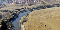 Aerial drone shots depicting the Caledon river between the Eastern Free State and Lesotho, provided by private investigators in the area. It shows the border and where cattle often cross during theft operations. (Photo: Supplied)