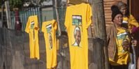 ANC T-shirts featuring former president Nelson Mandela hang on a fence in Maskamsig, a suburb in Vanrhynsdorp, on Wednesday, 6 July 2022. (Photo: Brenton Geach)