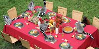 SAN FRANCISCO, CA - NOVEMBER 23:  A group of Ring Tailed Lemurs eat from a Thanksgiving spread at the San Francisco Zoo on November 23, 2011 in San Francisco, California. Fifteen lemurs at the San Francisco Zoo were treated to a Thanksgiving feast of green beans, a fruit salad made up of apples, bananas, grapes sweet potatoes and a turkey made out of monkey chow.  (Photo by Justin Sullivan/Getty Images)